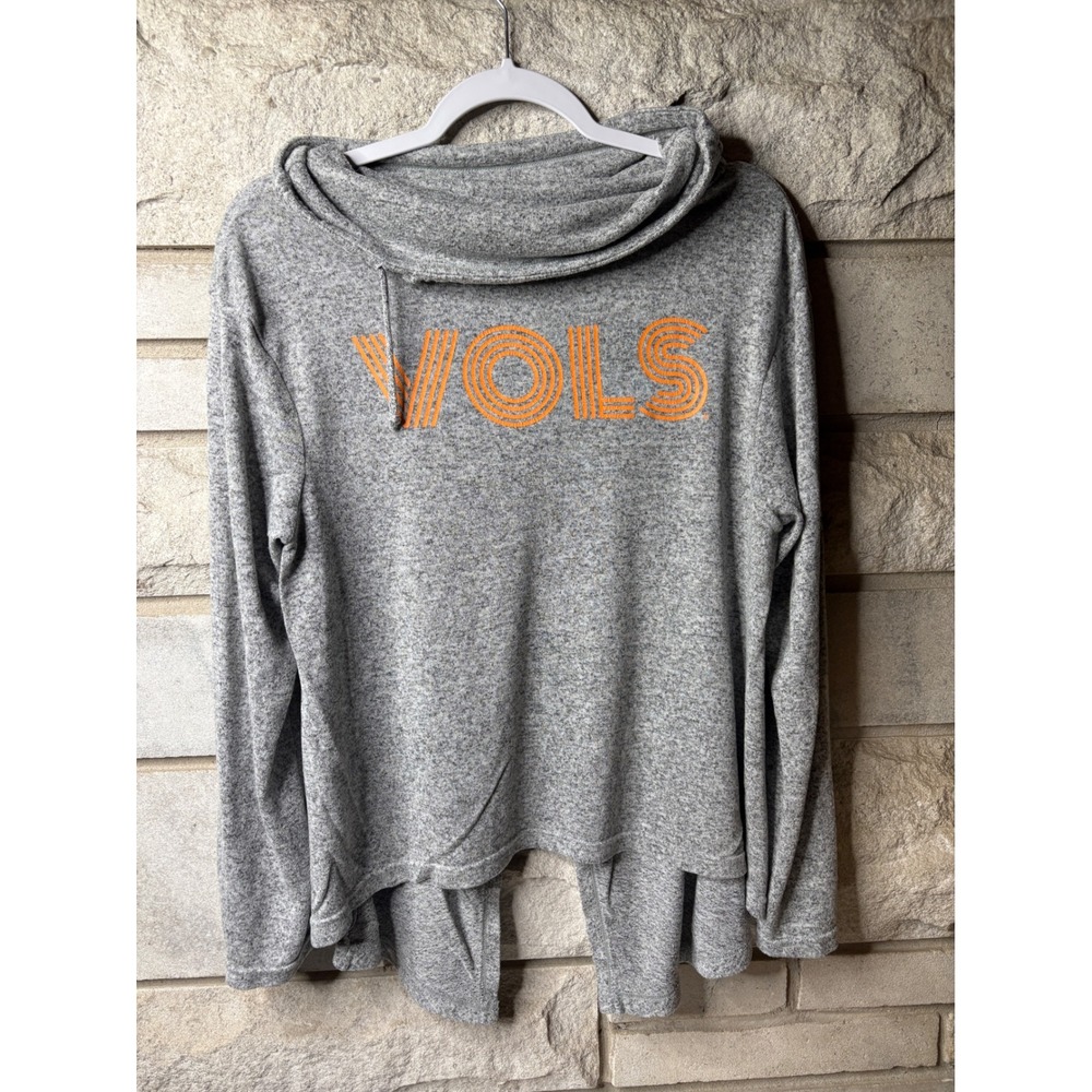 ZooZatz Tennessee Vols Cowl Neck‎ Split Back Pullover Grey Orange Womens Small